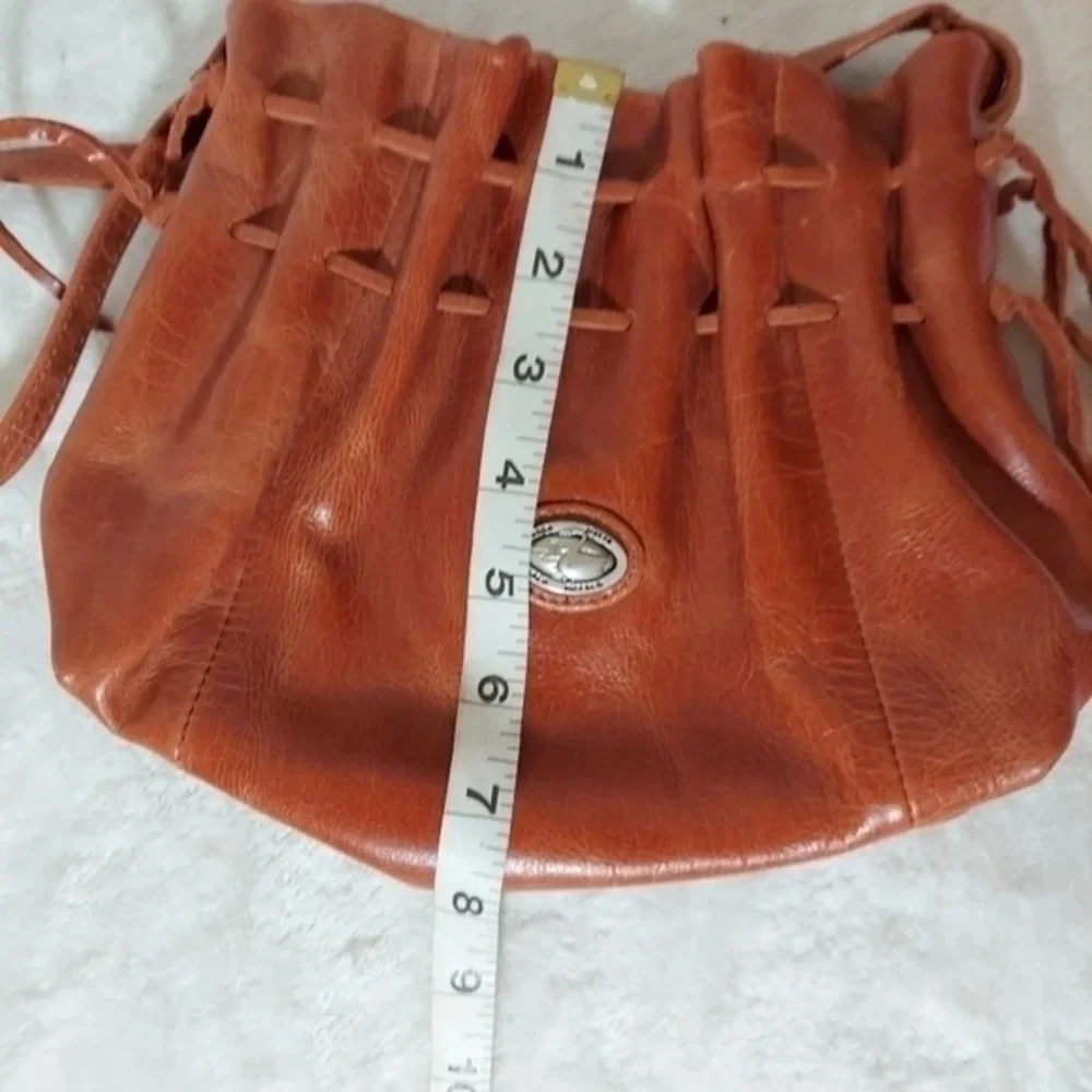 Vintage Paolo Italian Leather Slouchy Drawstring Shoulder Bag Cognac Brown